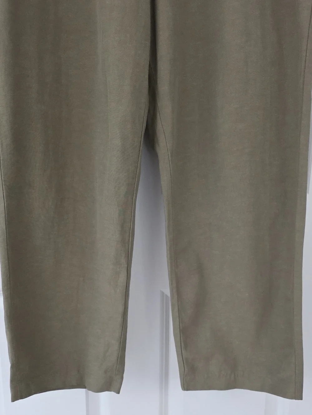 Women's H&M Linen Blend Olive Green Pull On Pants With Pockets Size XL